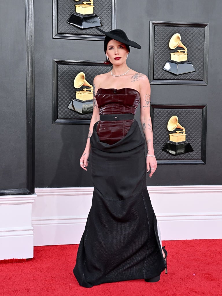 LAS VEGAS, NEVADA - APRIL 03: Halsey attends the 64th Annual GRAMMY Awards at MGM Grand Garden Arena on April 03, 2022 in Las Vegas, Nevada. (Photo by Axelle/Bauer-Griffin/FilmMagic)