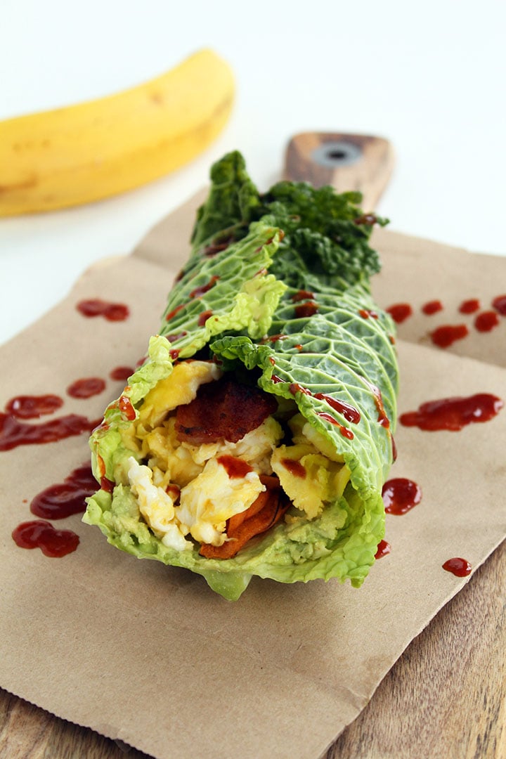 Savoy Cabbage "Breakfast Burrito" With Sweet Potato Noodles