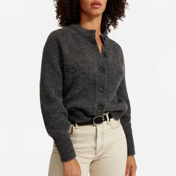 cropped ribbed alpaca blend cardigan