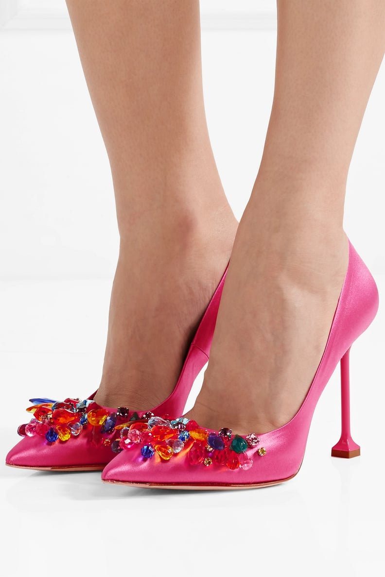 Miu Miu Crystal-Embellished Satin Pumps