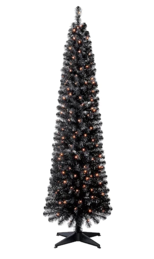 Pre-Lit Shiny Black Pencil Tree