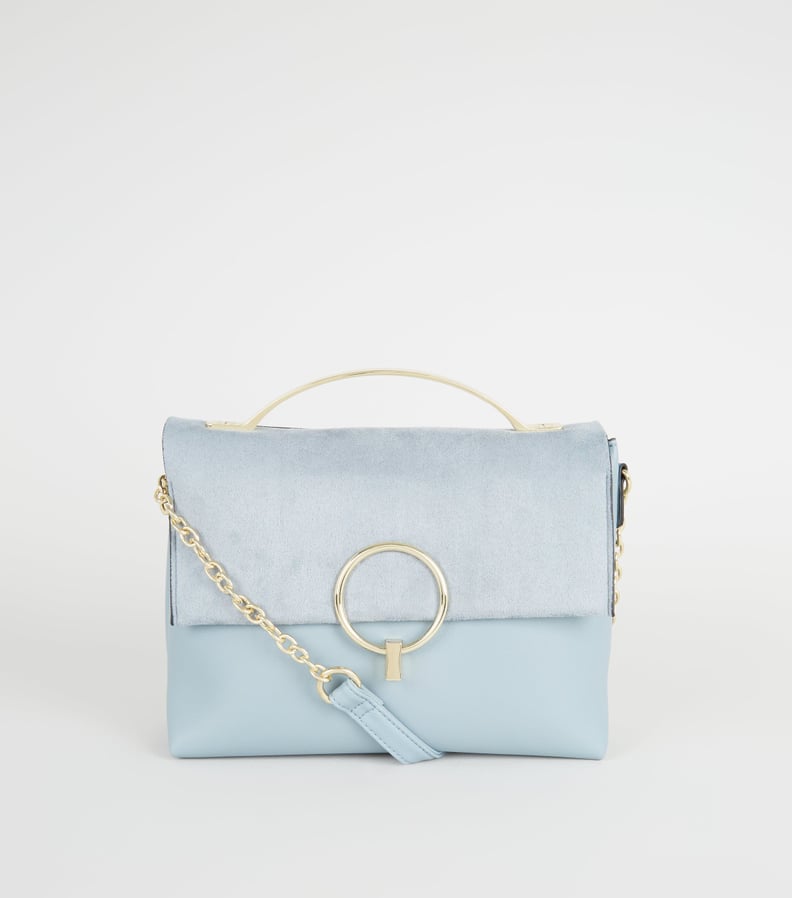 New Look Pale Blue Suedette Foldover Shoulder Bag