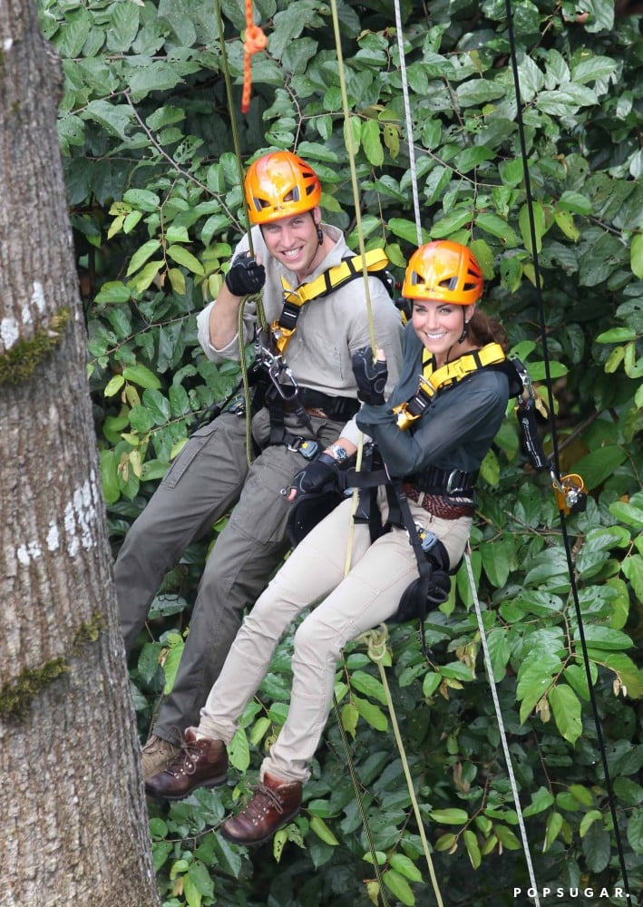 Kate Middleton and Prince William showed off their sporty side in a Borneo rain forest in September 2012.