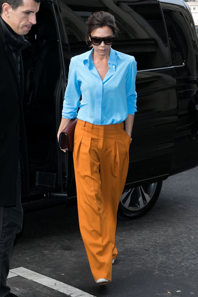 victoria beckham orange trousers