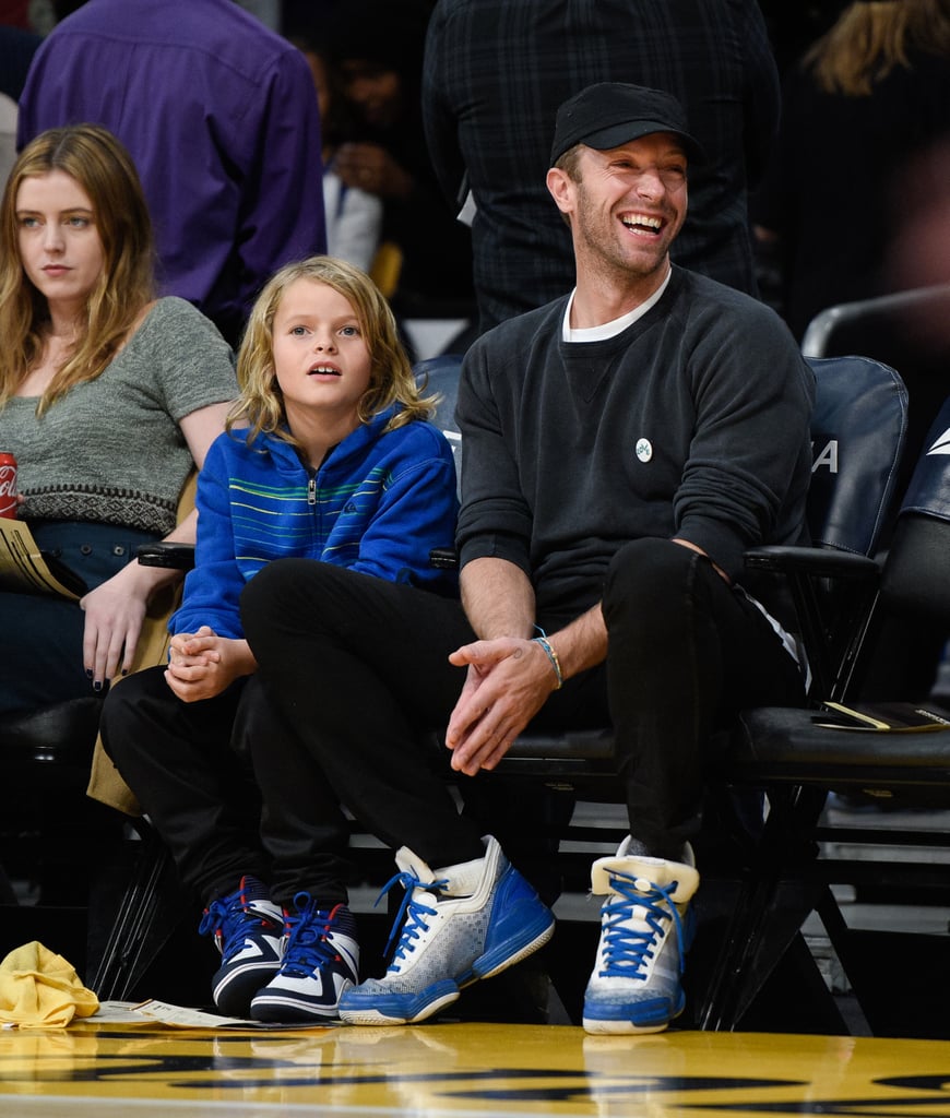 Chris Martin and Son at Lakers Game January 2016