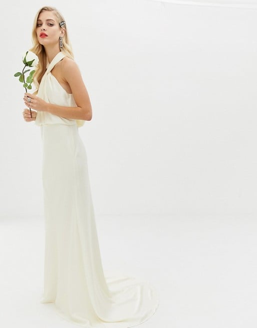 Asos Edition Ruched Halter Neck Maxi Wedding Dress