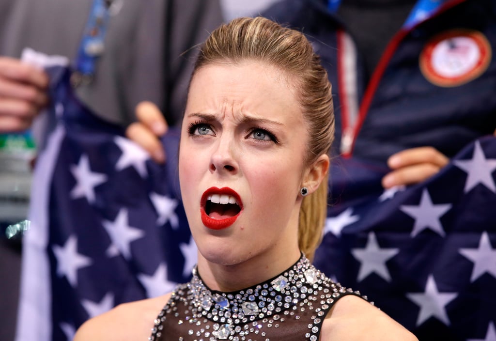 Ashley Wagner got very animated after discovering her score during the ladies short program in the team figure skating competition at the Winter Olympic Games in Sochi on Saturday.