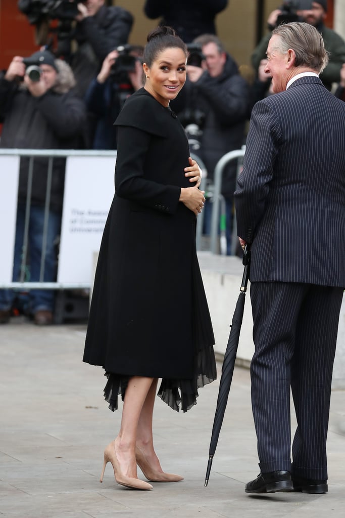 Meghan Markle's Black Givenchy Coat ACU Visit Jan. 2019