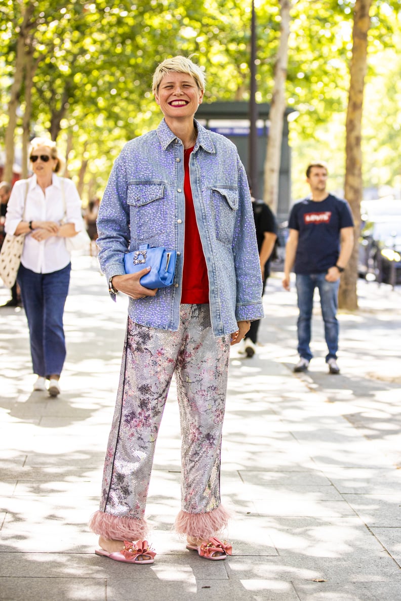 Add Layers in the Form of Denim to Cutesy Slides and Printed Pants