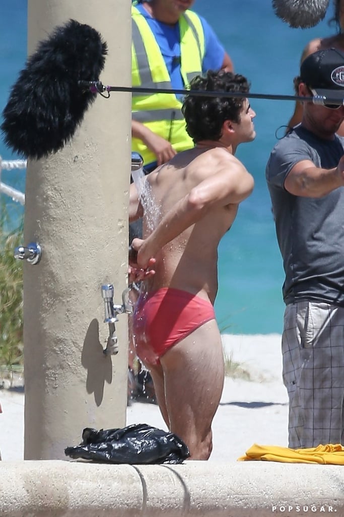 Darren Criss Filming American Crime Story in a Speedo