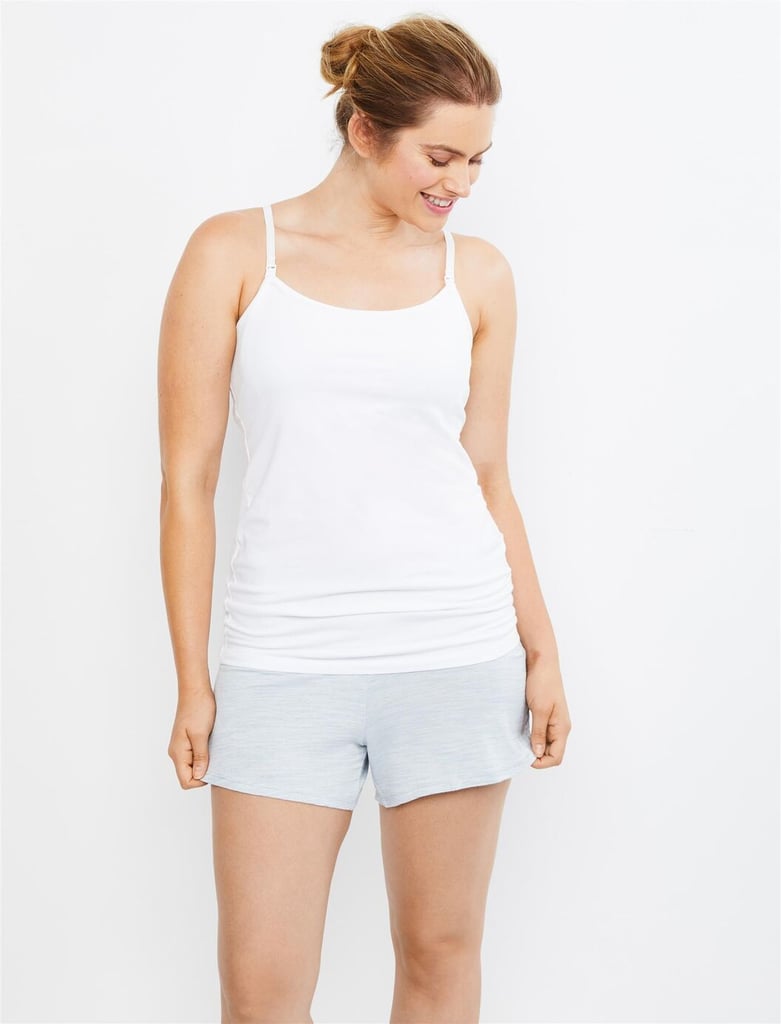 Ruched Waist Maternity Sleep Shorts in Blue Spacedye Best Sleep