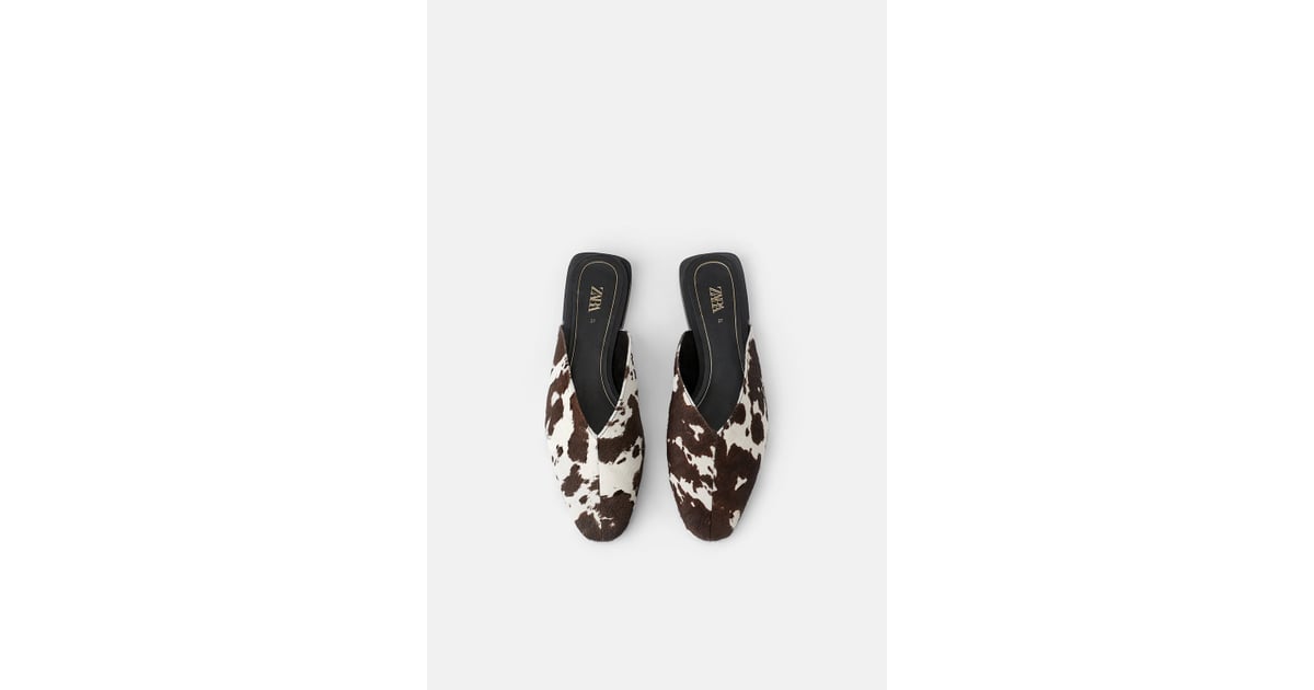 Zara Animal Print Leather Mules 