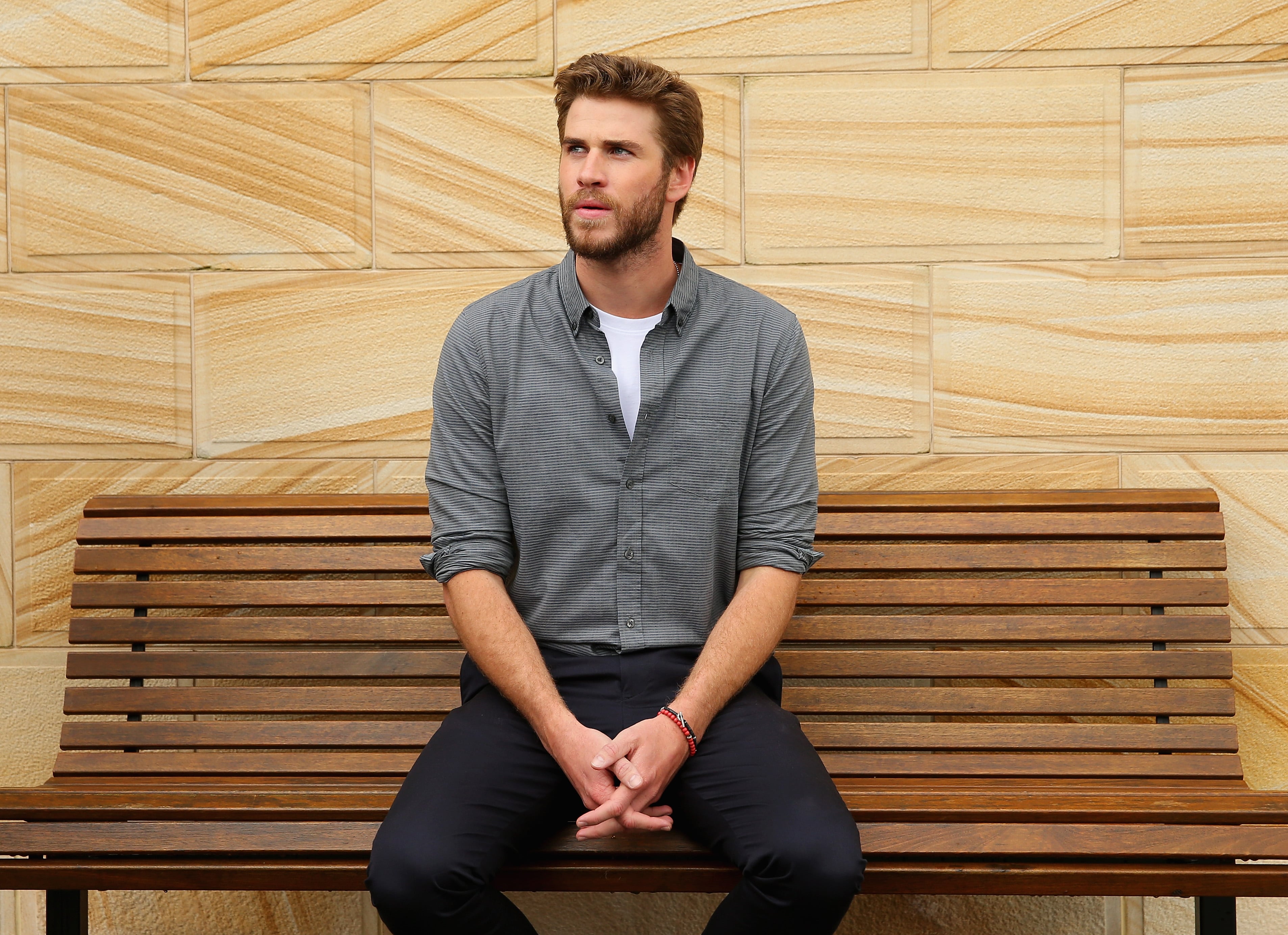 Liam Hemsworth Bench Photoshoot