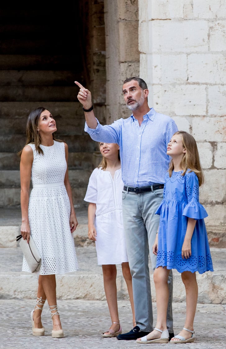 Queen Letizia's Beige Lace-Up Wedges July 2018