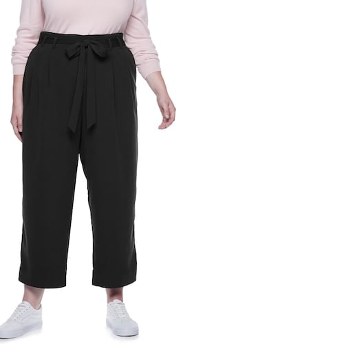 Paperbag-Waist Wide Leg Crop Pants