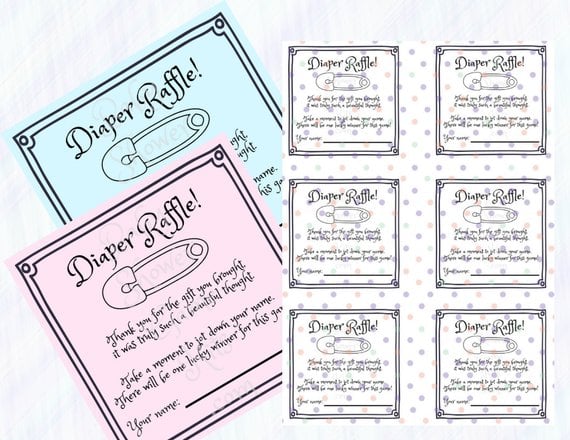 Nappy or Wet Wipe Raffle Printable Baby Shower Game