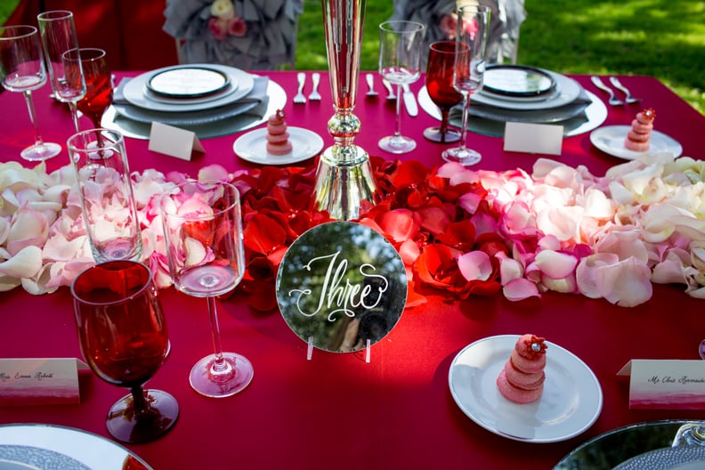 Use a stunning deep-red tablecloth.