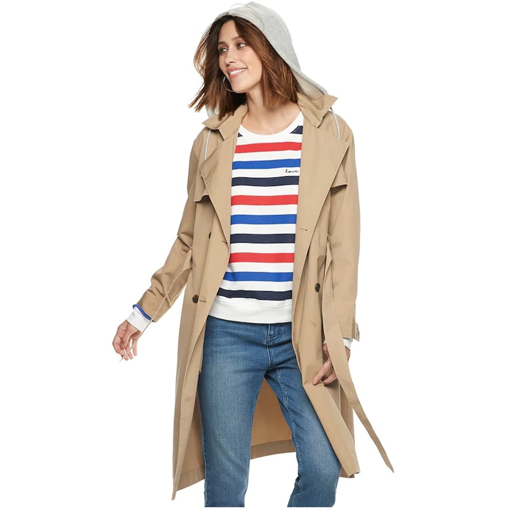 Hooded Chambray Trench Coat
