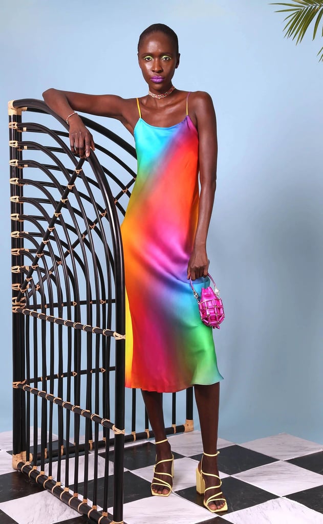 Bruce Glen Rainbow Gradient Silk Slip Dress