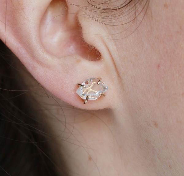 Melissa Joy Manning Prong Set Herkimer Diamond Stud Earrings