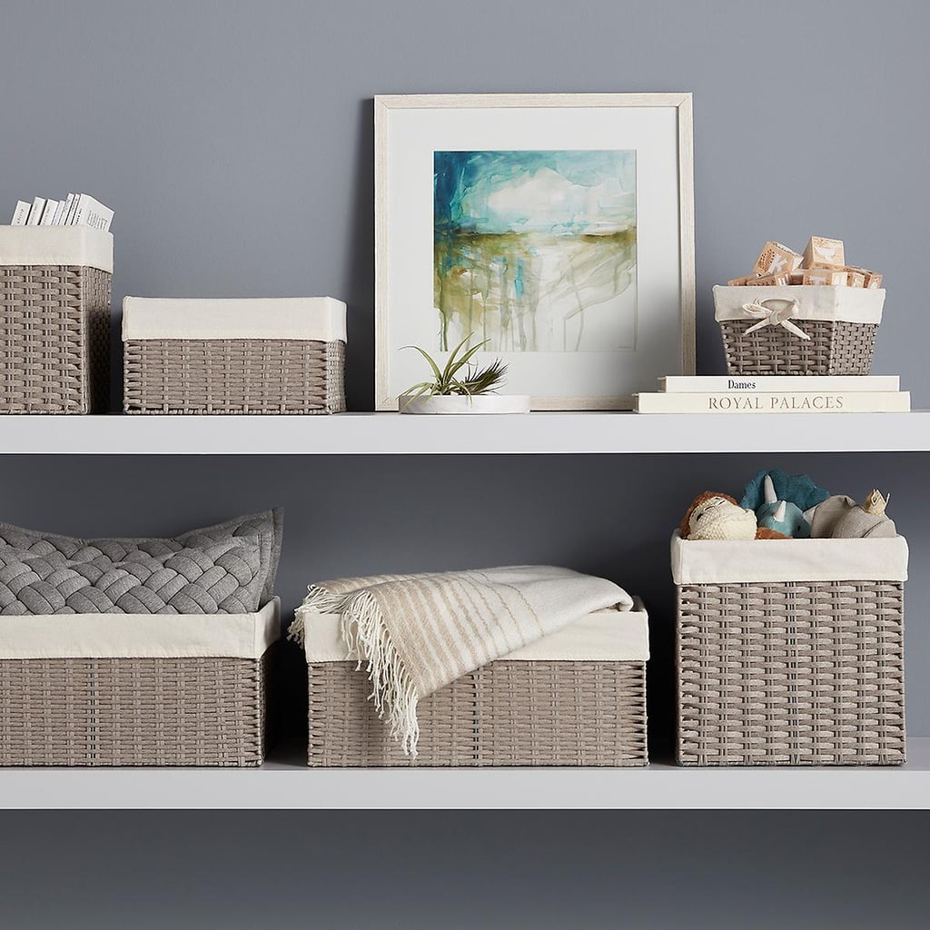 Grey Montauk Woven Rectangular Storage Bin