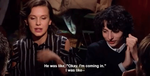 He Delivered The Best Line Before His Onscreen Kiss With Millie Bobby Brown Finn Wolfhard S General Coolness Is A Real Vibe In 2020 Popsugar Celebrity Photo 8 Under the cut, you will find #150, small/medium, hq gifs of millie bobby brown. he delivered the best line before his