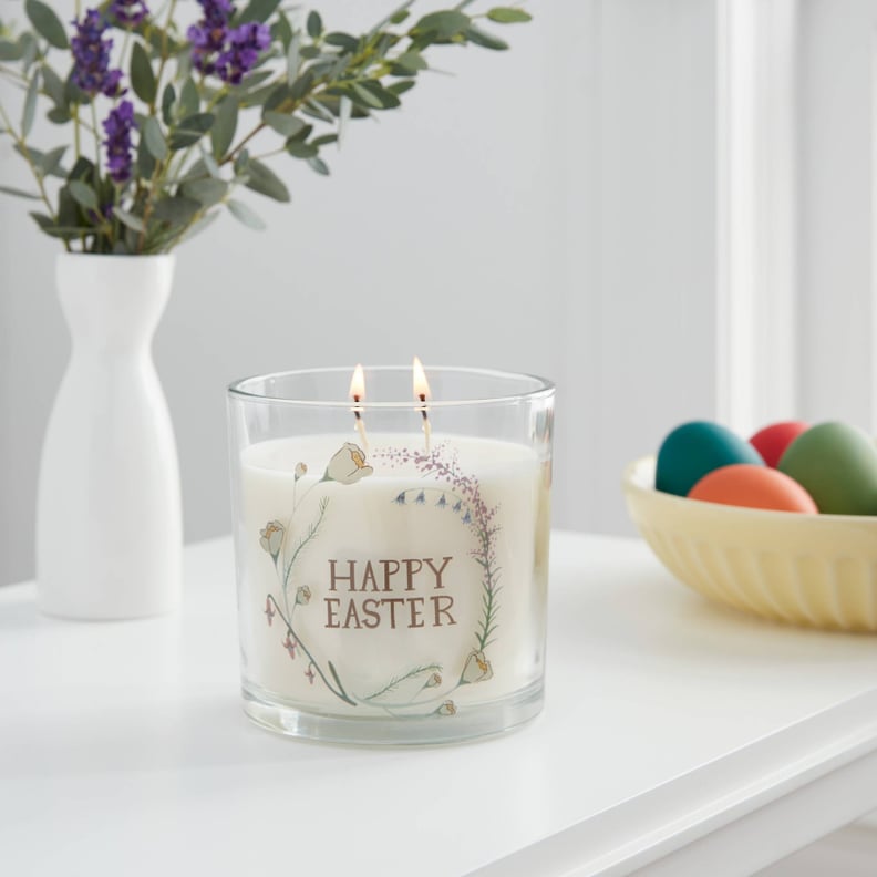 An Easter Candle: Threshold Glass Candle With Lid Happy Easter Flower Market