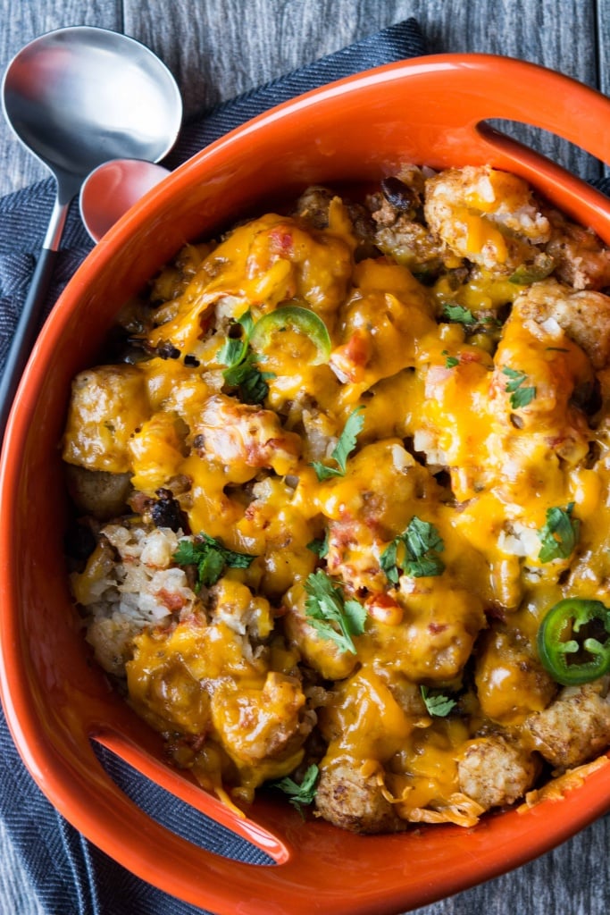 Crockpot Taco Tater Tot Casserole