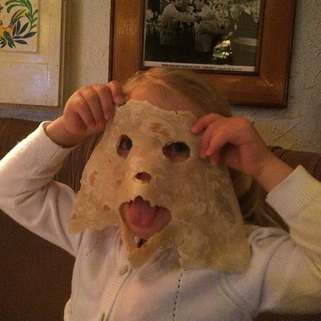 You won't believe us, but that's Pink's little love, Willow Hart, hiding behind that tortilla mask.
Source: Instagram user hartluck