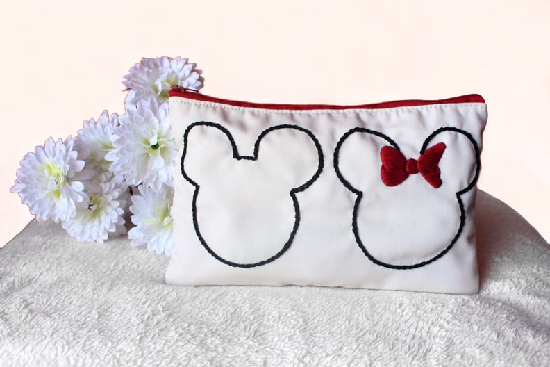 RosyBubbles Embroidered Mickey Minnie Pouch