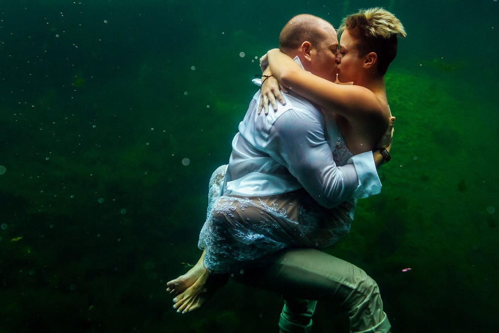 Underwater Trash-the-Wedding-Dress Shoot