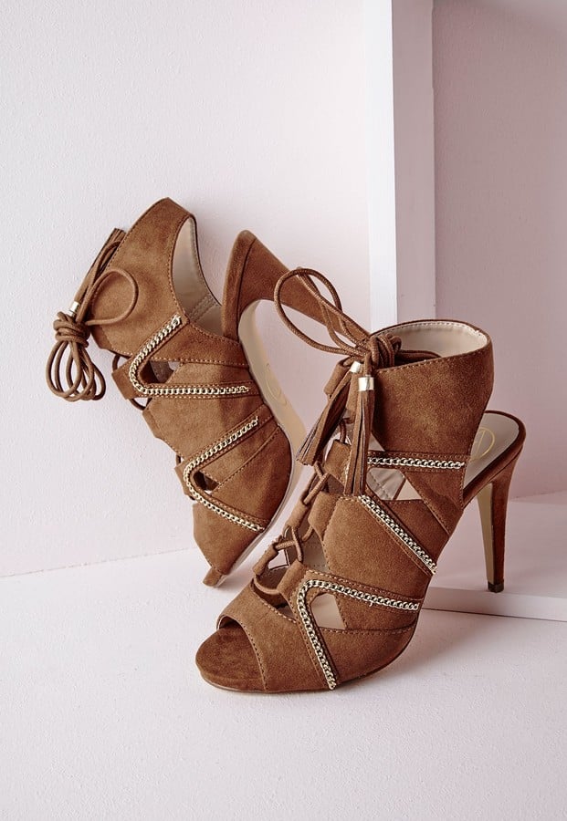 Missguided Lace Up Tassel Heeled Sandals