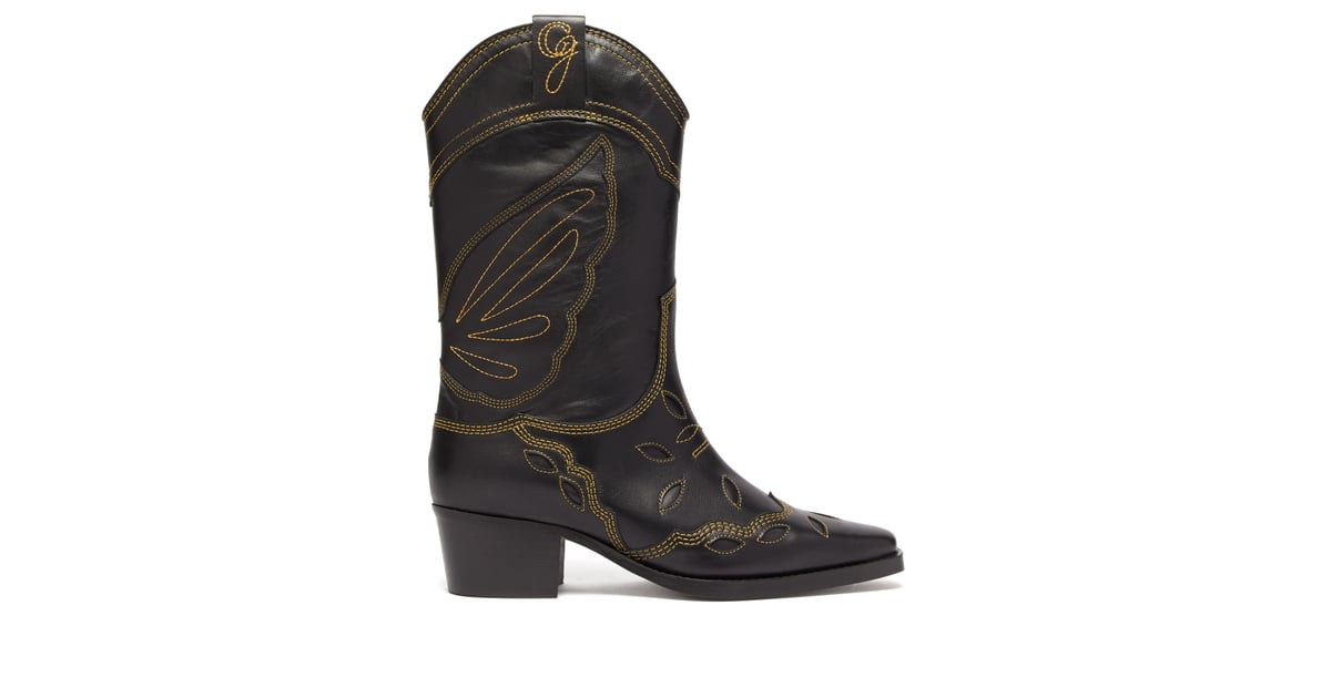 ganni red cowboy boots