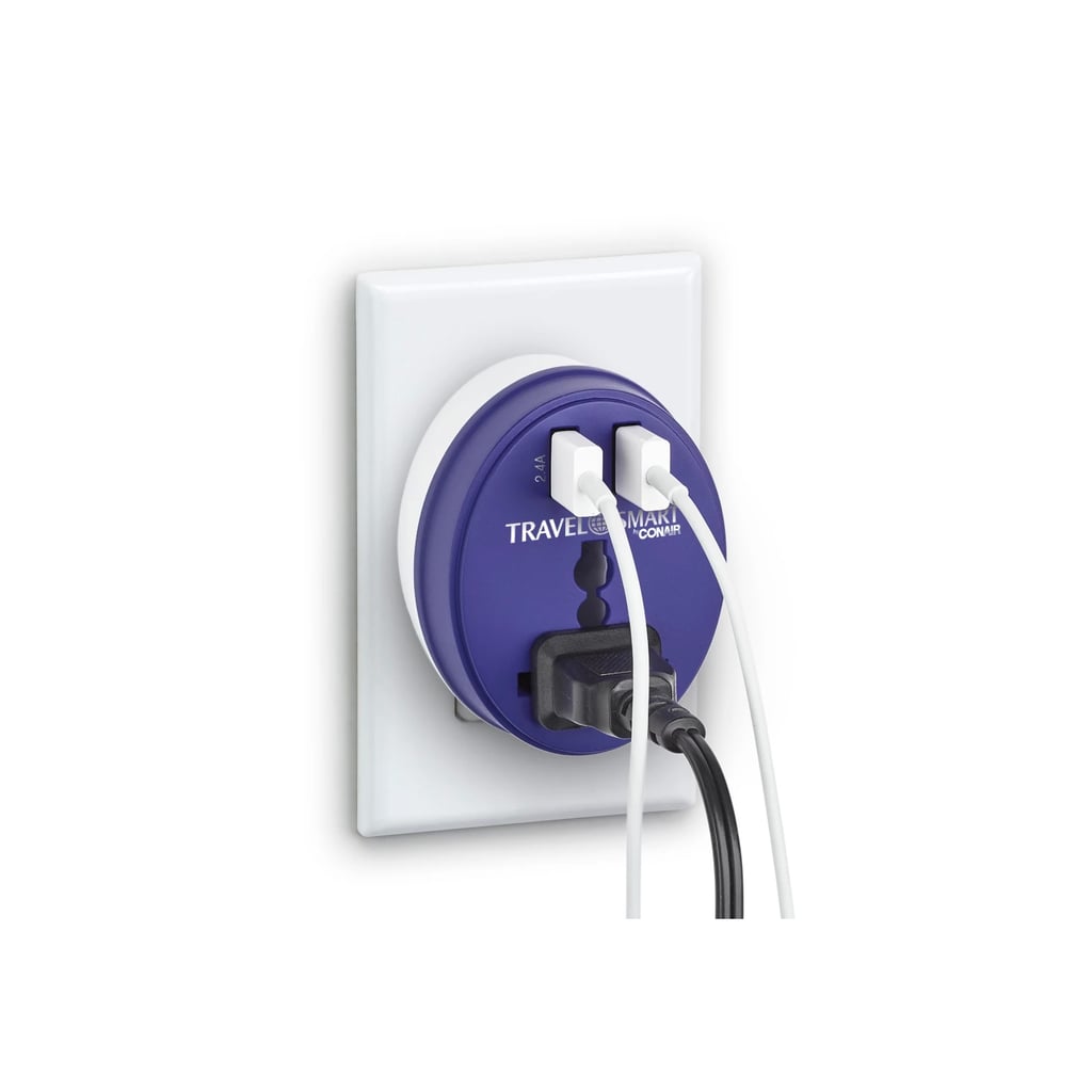Travel Smart EU Adapter Plug With Outlet and USB Ports