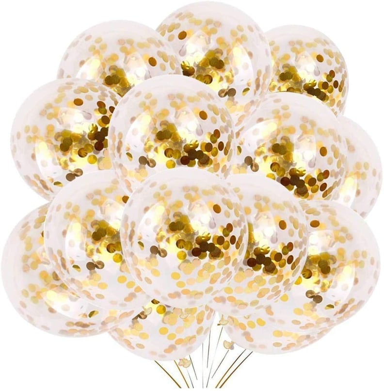 New Year's Eve Balloons: Gold Confetti Balloons