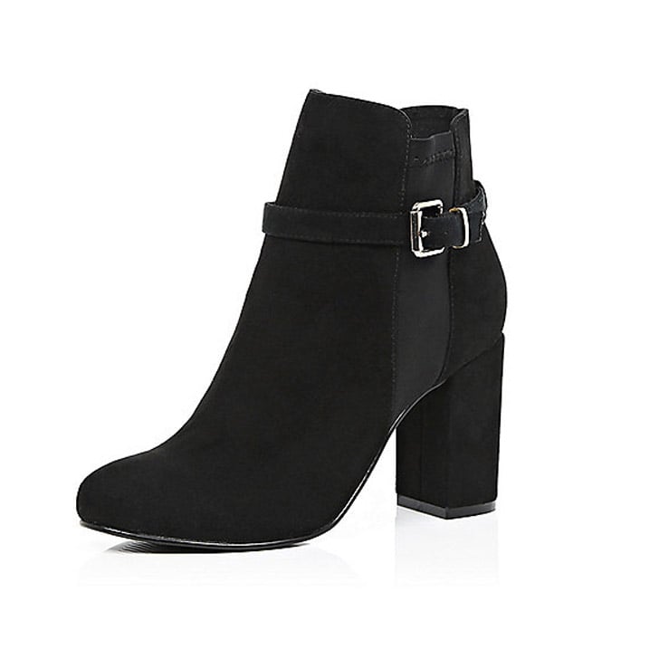 River Island Black Faux-Suede Belted Boot ($100)