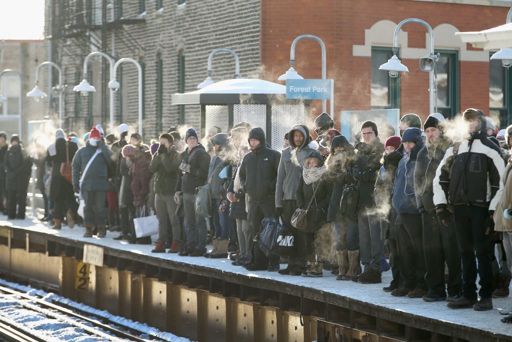 Chicagoans braved the cold to wait for the train in subzero temperatures.