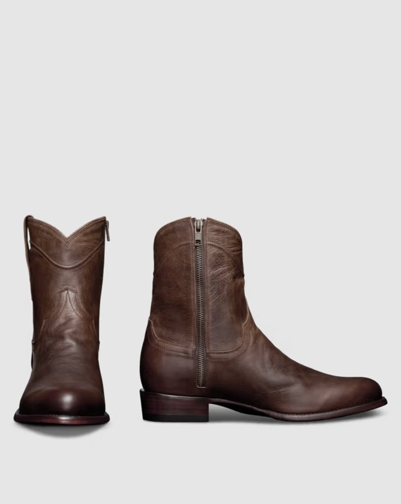 Tecovas The Dean Cowboy Boots ($295)
As a slightly modern take on the traditional cowboy boot, The Dean is ideal for tucking under pants. The short shaft and side zipper allow for a slightly more fitted finish, while still delivering a western flair.