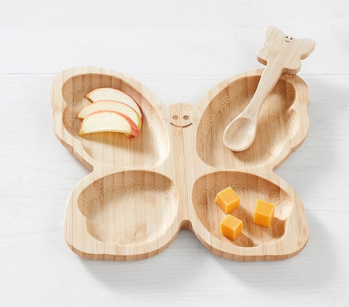 Pottery Barn Butterfly Bamboo Feeding Set