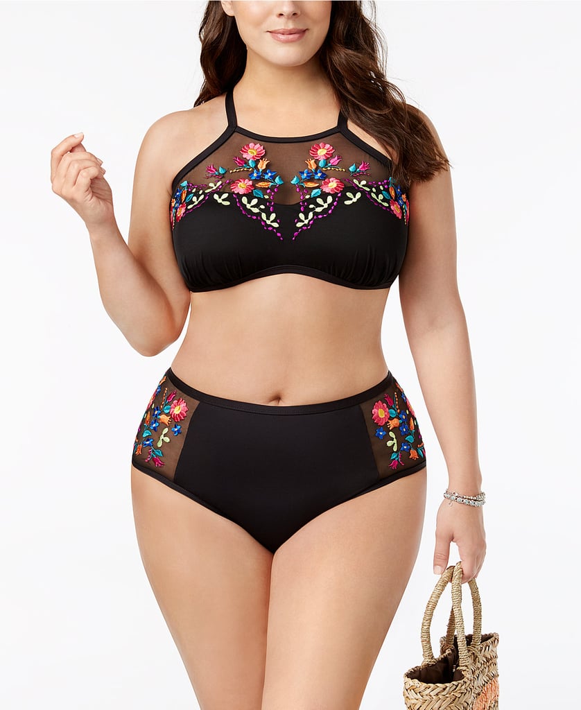 Kenneth Cole Reaction Curvy Plus-Size Embroidered Bikini