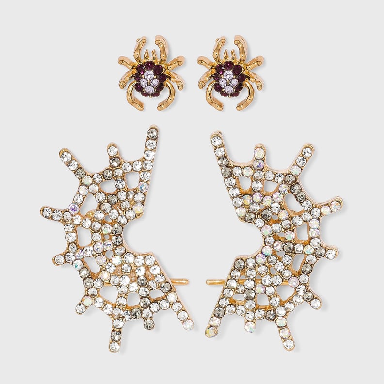 A Stunning Crawler Set: Sugarfix by BaubleBar Spider and Web Stud Earring Set