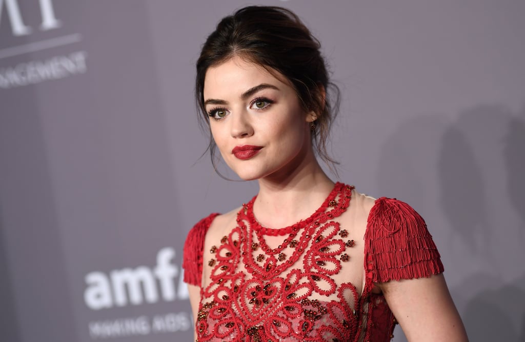 Lucy Hale's Red Jenny Packham Dress at amfAR Gala 2018