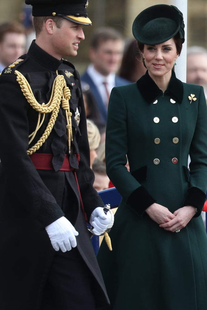 She Accessorized Her Coat With a Shamrock Brooch