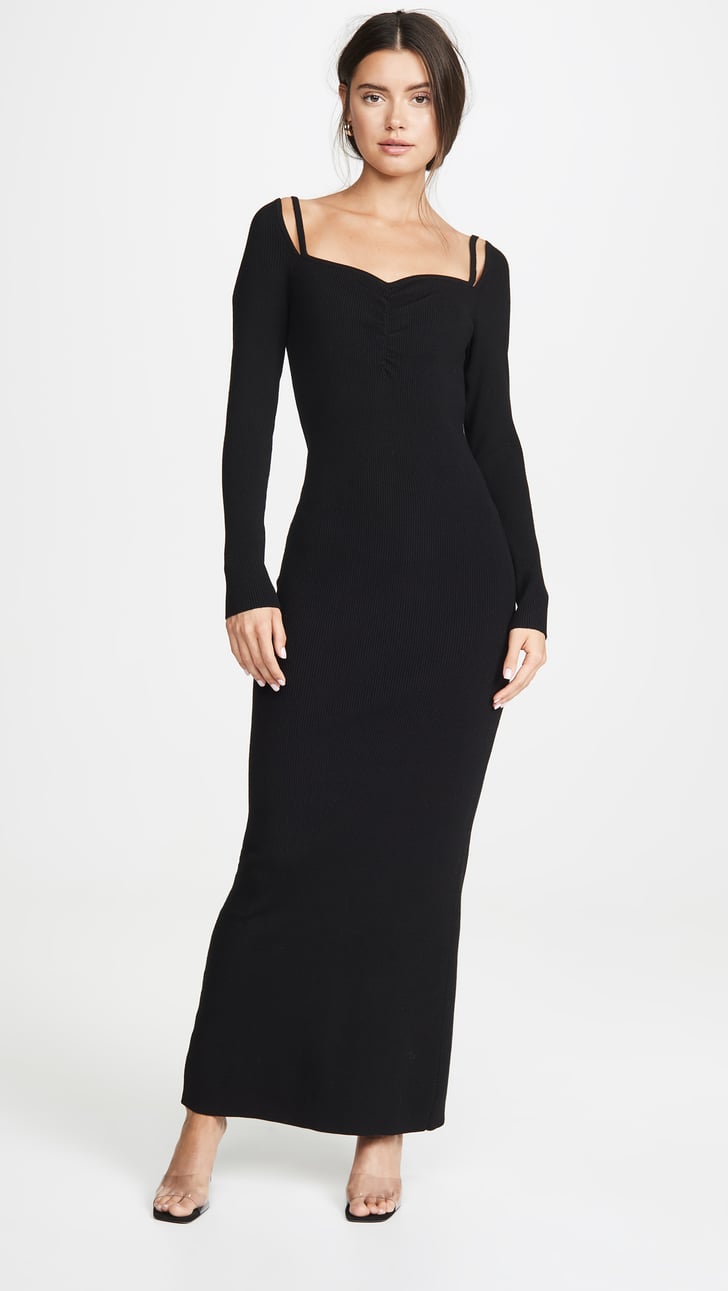Victor Glemaud Long-Sleeved Ribbed Dress | Kylie Jenner's Black Maxi ...