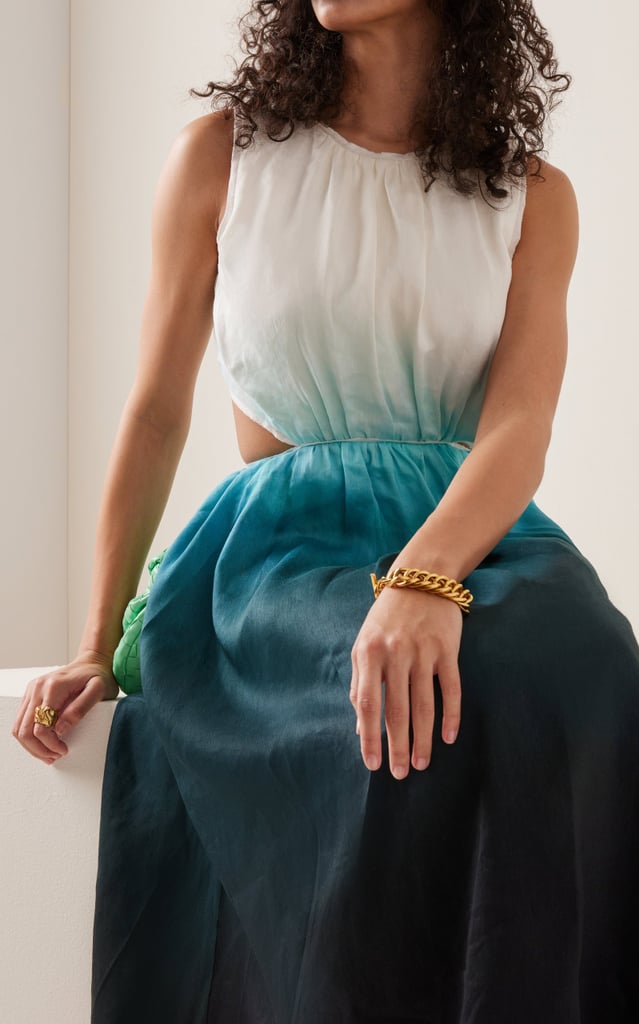 Aje Cosmos Hand-Painted Linen-Blend Midi Dress