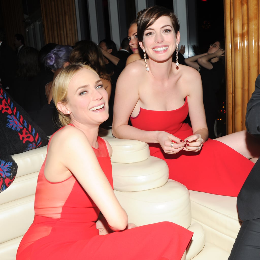 Anne Hathaway and Diane Kruger smiled big after the ball.
