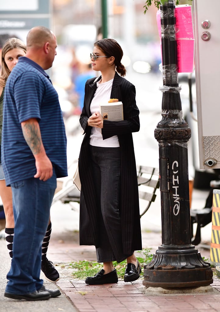 Selena Gomez Wearing Black Tod's Loafers