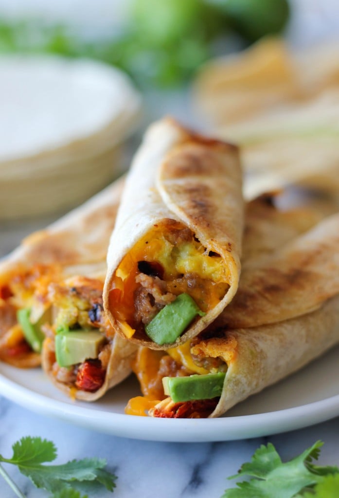 Sausage, Egg, and Avocado Taquitos