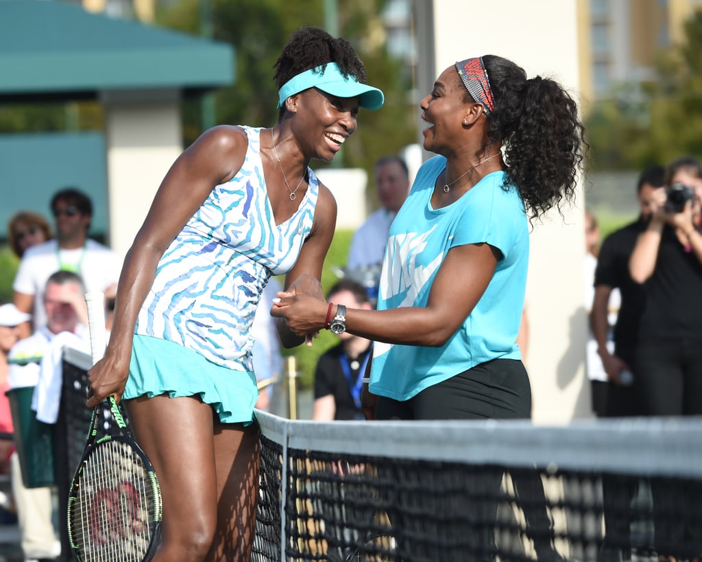 Sisters Venus and Serena Williams had a friendly competition going during the All-Star Tennis Charity Event at the Ritz Carlton in Key Biscayne, FL, on Tuesday.