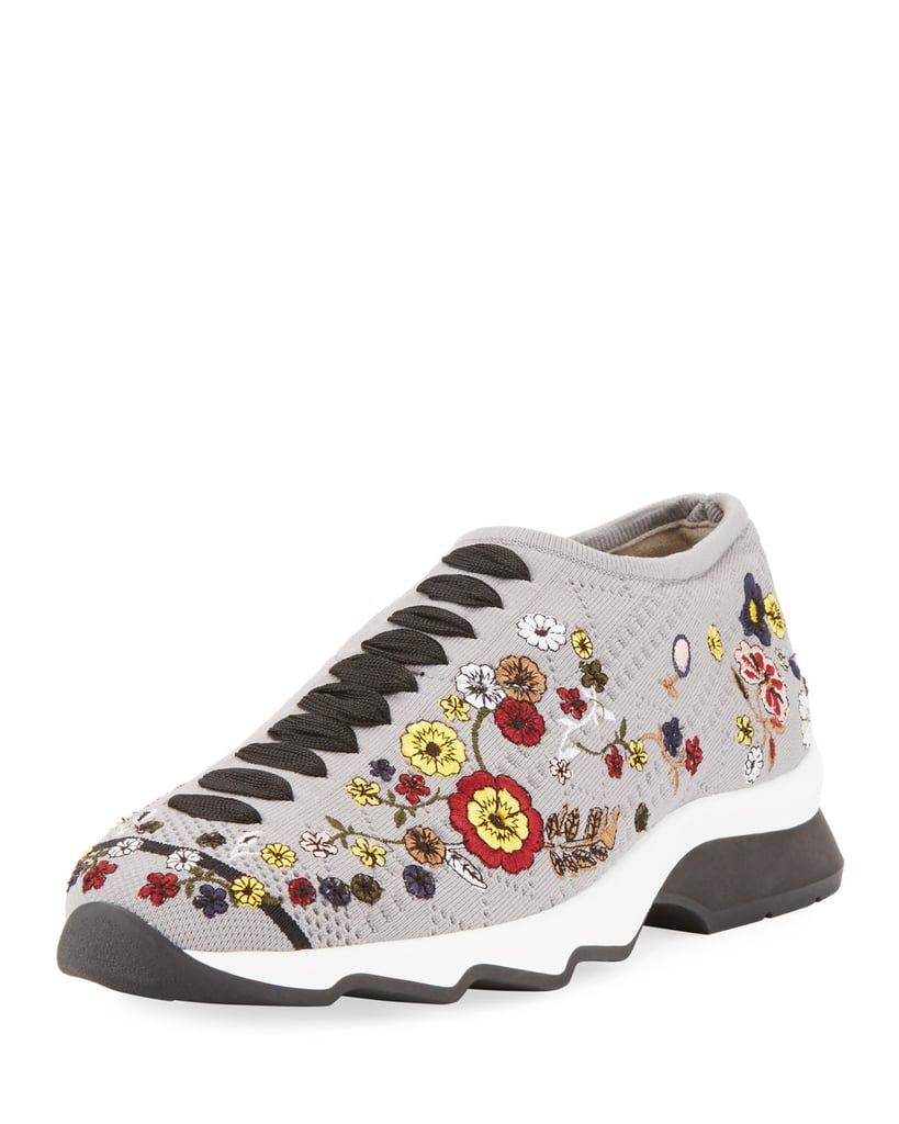 Fendi Marie Embroidered Knit Trainer Sneaker